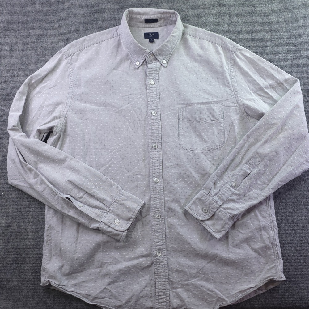 J Crew Oxford Shirt XL Slim Fit‎ Gray Polka Dot Long Sleeve Button Down